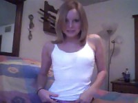 An awesome blonde teen masturbating