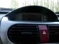 Hot teen drains cum inside the car