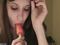 Seductive Misty sucking a popsicle