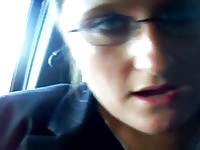 Kinky girl fucking herself in a car