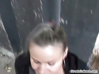 A dirty blonde caught sucking!