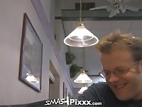 Busty blonde sucking
